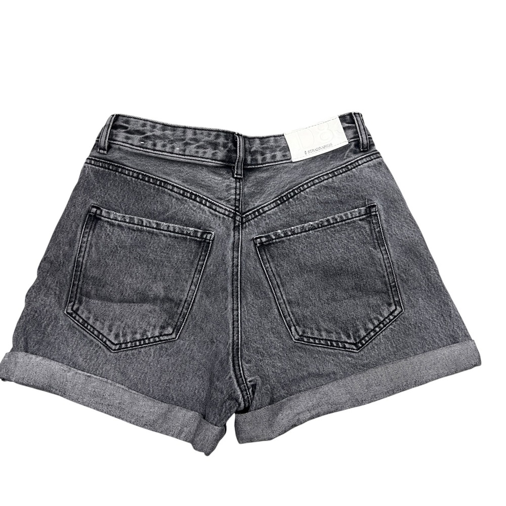 Stradivarius Women Gray High Waisted Distressed Cuffed Denim Shorts Size US 4 - Picture 6 of 7